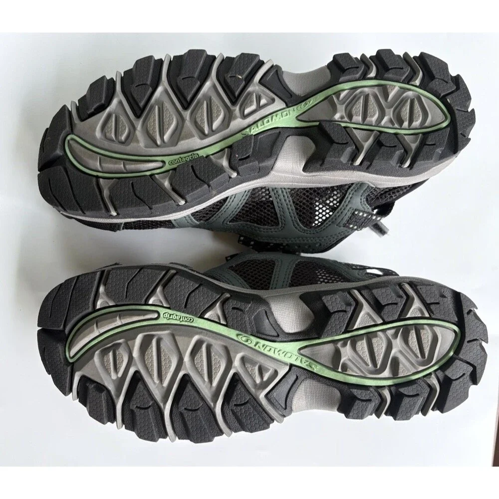 Salomon Contagrip Trail Hiking Shoes Women’s 5.5 Gray Mesh Running Sneakers